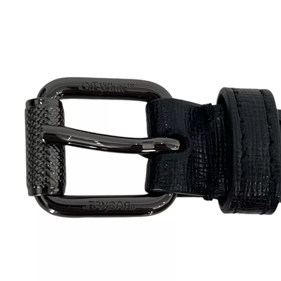 OFF-WHITE Virgil Abloh Black Leather Buckle Belt (Diagonal Stripe Camera Strap) - Picture 3 of 5